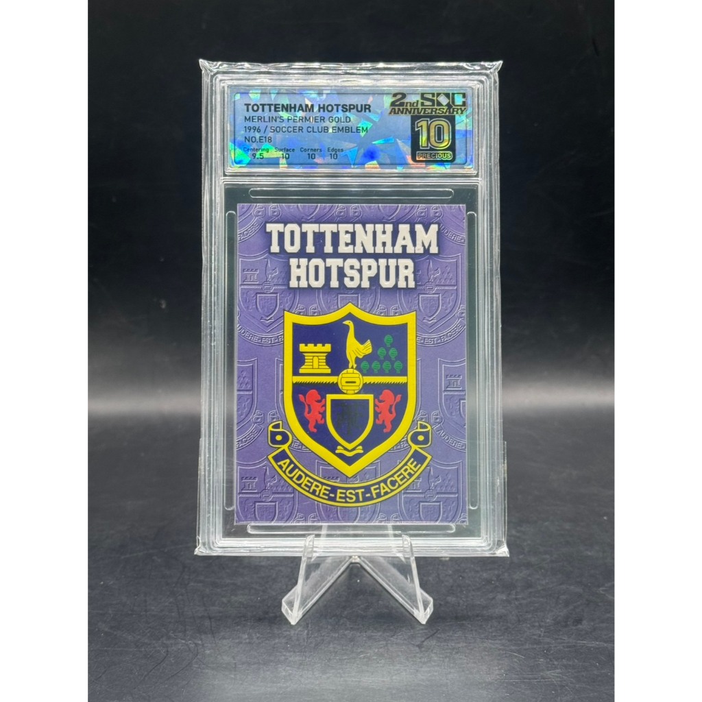 Tottenham Hotspur 1996-97 Merlin's Premier Gold Embossed Club Emblem #E18 SQC 10 Pristine HOF Vintag