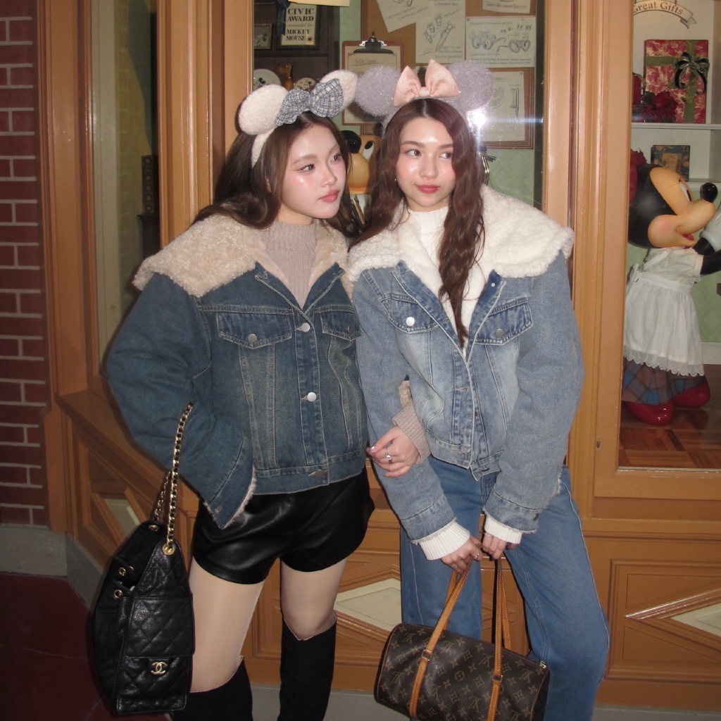 MALIMAYS - Denim Faux Fur เสื้อยีนส์บุขน คอปกเฟอร์