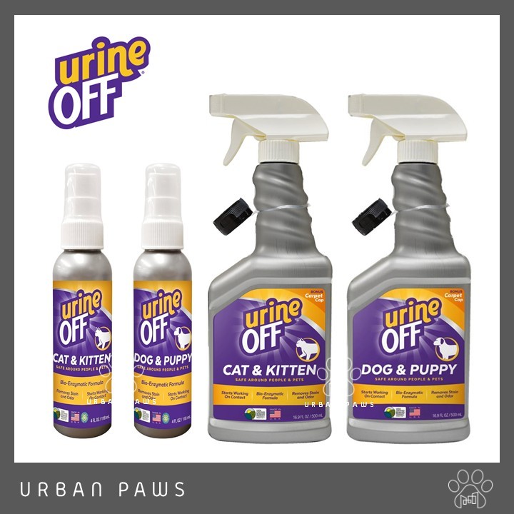สเปรย์ Urine Off - ผลิตภัณฑ์ขจัดกลิ่นและคราบปัสสาวะสัตว์เลี้ยง สำหรับสุนัขและแมว 118 ml/500 ml (4 oz