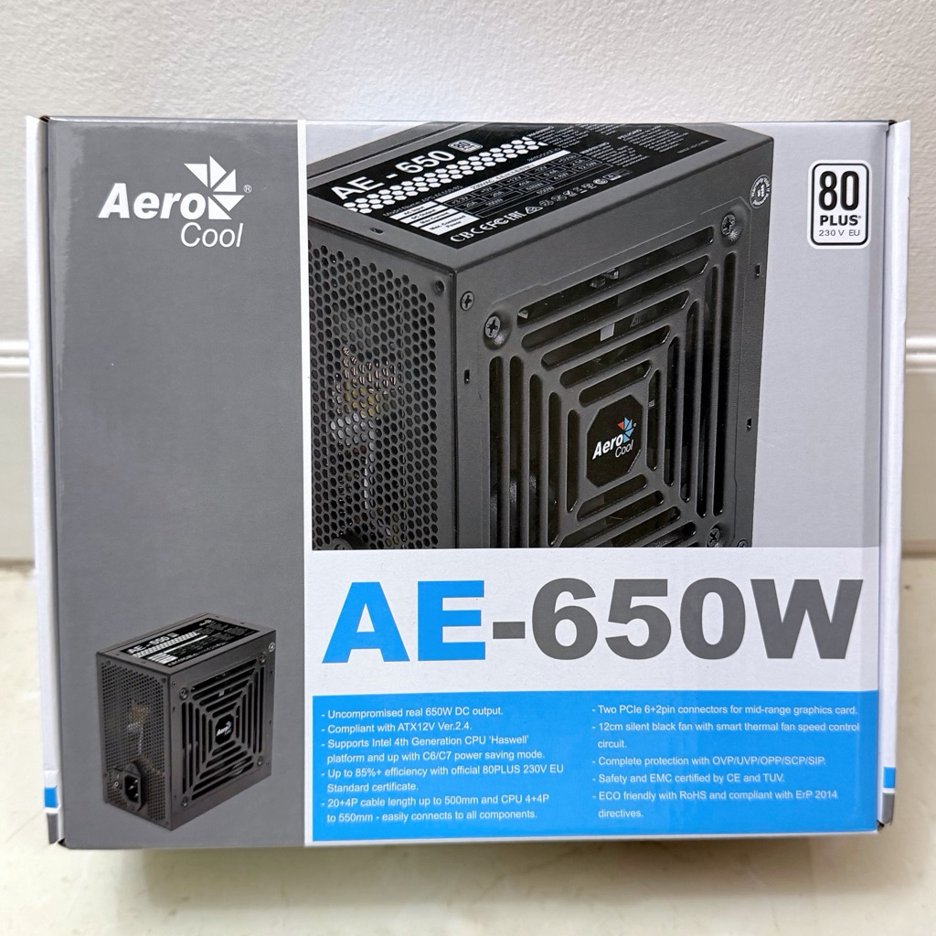 POWER SUPPLY (พาวเวอร์ซัพพลาย) AEROCOOL AE-650W 650W (80 PIUS WHITE)