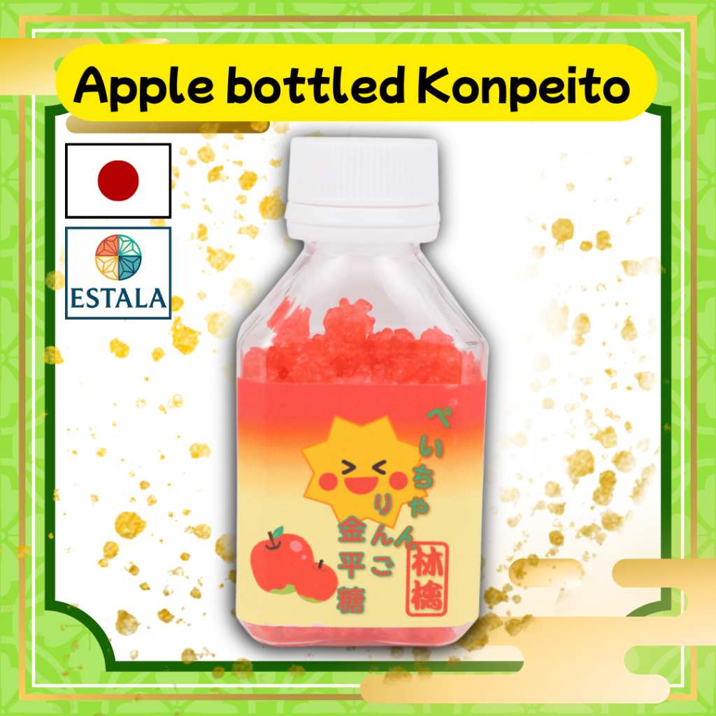 Estala Konpeito Japanese Traditional Sugar Confections in Mini Bottle Apple Flavor