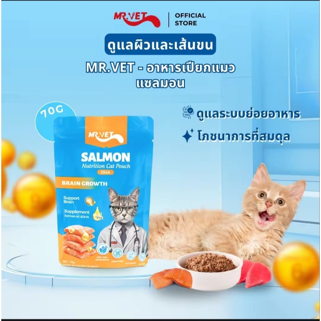 🚚MRVET อาหารเปียกแมว ไม่มี การปรุงรส หรือวัตถุกันเสีย ควบคุมการย่อยอาหาร เพิ่มภูมิคุ้มกัน