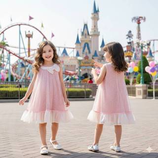 [Y D]🔥พร้อมส่ง🔥ชุดเดรสเจ้าหญิงฟรุ้งฟริ้ง สไตล์เกาหลี แขนกุด …