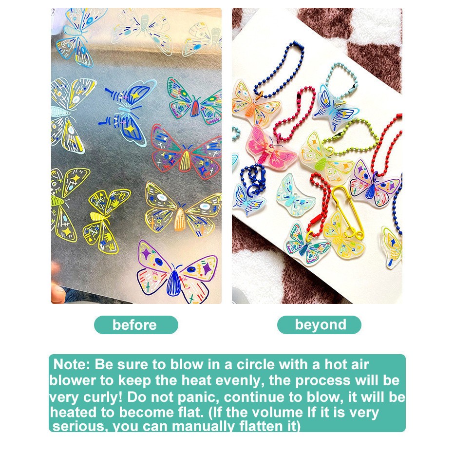 20แผ่นหดหดโปร่งแสงและสีขาวกระดาษฟิล์มแผ่นหดความร้อนสําหรับจี้ ทําเอง พวงกุญแจ ต่างหูและอุปกรณ์เสริมอื่นๆ - รูปที่ 4