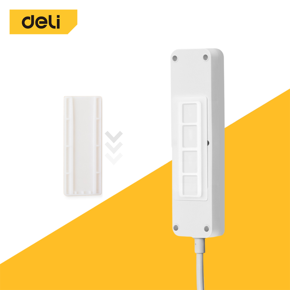 Deli ที่ติดรางปลั๊กไฟ สำหรับยึดติดปลั๊กพ่วง กาวติดรางปลั๊กไฟกับผนัง ใช้งานง่าย Power Strip Holder