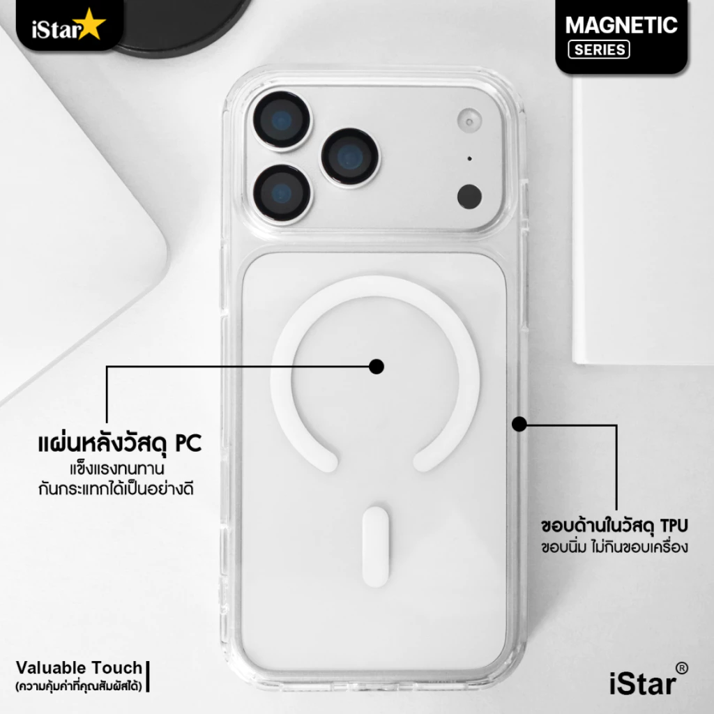 iStar เคสใสแม่เหล็กกันกระแทก iPhone 17 Pro Max / 16 / 15 / 14 / 13 / 12 / 11 thumbnail 5