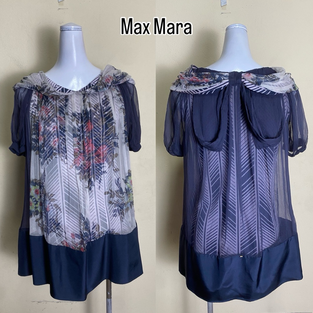 SPORT💕MAX By Max Ma💕ra เสื้อแขนสั้นผ้าไหมพิมพ์ลาย
