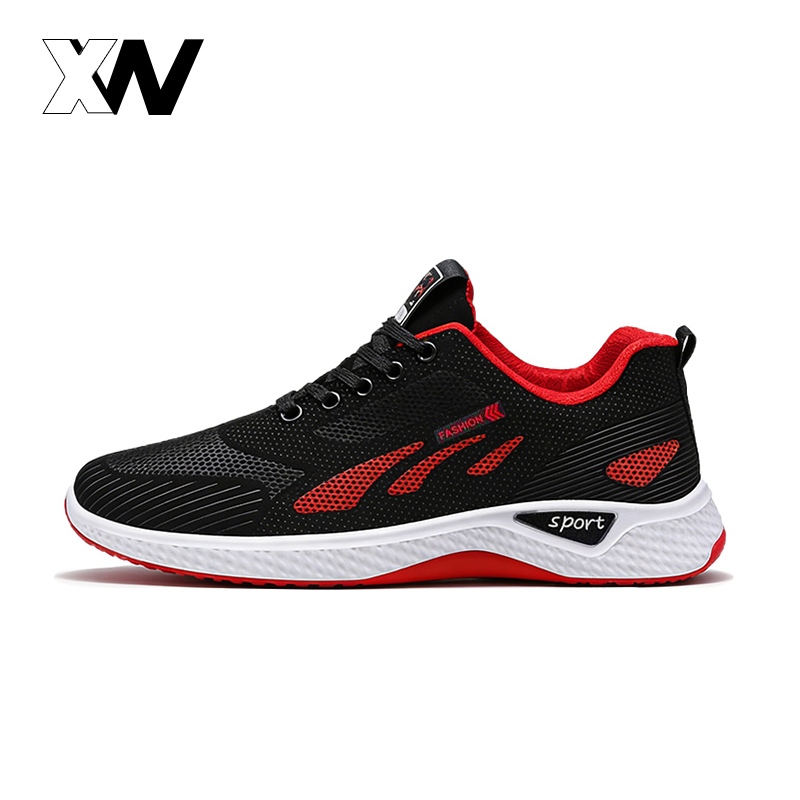 XWbrandรองเท้ากีฬาออกกลางแจ้งผู้ชายแบบกันลื่น ตาข่ายระบายอากาศ น้ำหนักเบา ซัพแรงกระแทก พื้นนุ่ม ใส่ว