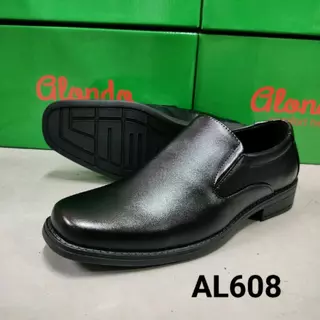 Alando รองเท้าคัทชูหนังแบบสวม สำหรับผู้ชาย สีดำ ไซส์ 39-45