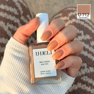 สีทาเล็บกึ่งเจล U-DELI U-712 (ไม่อบ) Vegan Nail-polish ไร้กลิ่นฉุน16ml สีไซรัป ชมพูธรรมชาติ