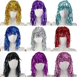 วิกผมฟอยล์ วิกปาร์ตี้ Metallic Tinsel Wig ทำจากวัสดุ PET ปรับความยาวได้ ตัดแต่งทรงได้เอง พร้อมส่ง