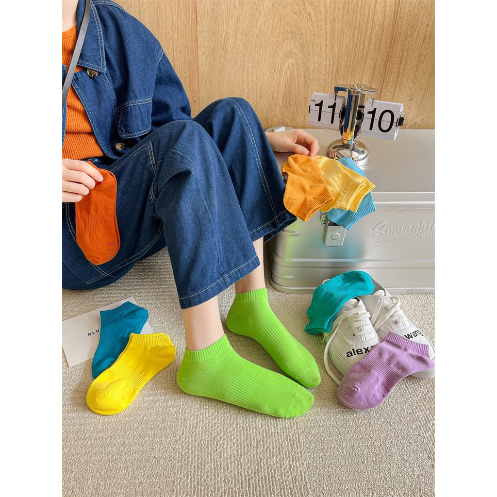 ถุงเท้าข้อสั้นสีพื้น มียางกันลื่นใต้เท้า 16 สี พร้อมส่ง (ฟรีไซต์ผู้ใหญ่ เท้า36-44) - รูปที่ 4