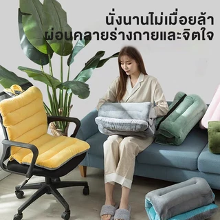 เบาะนั่ง เบาะรองเก้าอี้ มีสายรัดให้แก้ไข ใช้รองหลัง รองบนเก้าอี้ นุ่ม นั่งสบาย สามารถม้วนเก็บและใช้เป็นหมอนได้