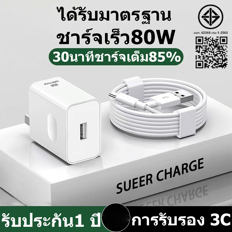 ชุดชาร์จ OPPO ชุดชาร์จออปโป้ 80W ชาร์จเร็ว SUPERVOOC หัวชาร์จ สายชาร์จ Type-C รองรับOPPO Type-C ซีรี่ส์