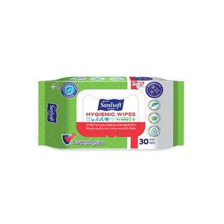 [แพ็ค X 4ห่อ] Sanisoft Hygienic wipes 30’s / แซนนิซอฟท์ ผ้าเช็ดทำความสะอาดผิว สูตรไฮจีนิค 30แผ่น/ห่อ