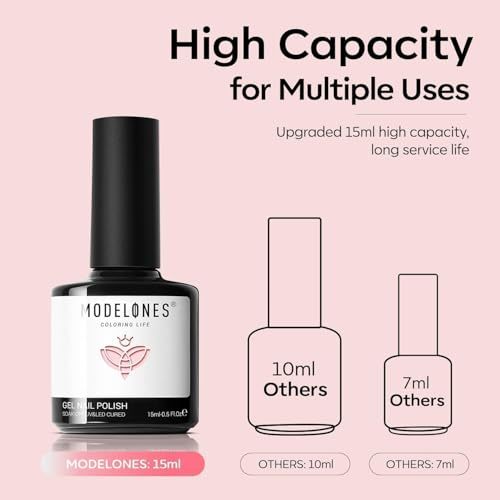 Modelones น้ำยาทาเล็บเจล 2 ชิ้น 15 มล. ชุดทำเล็บแบบฝรั่งเศส สีขาวนู้ดใส เจลทาเล็บสีชมพูเจล เล็บศิลปะ - รูปที่ 5
