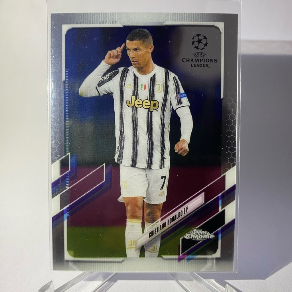 การ์ดนักกีฬาฟุตบอล Cristiano Ronaldo, CR7, JUVENTUS, Topps Chrome 2021