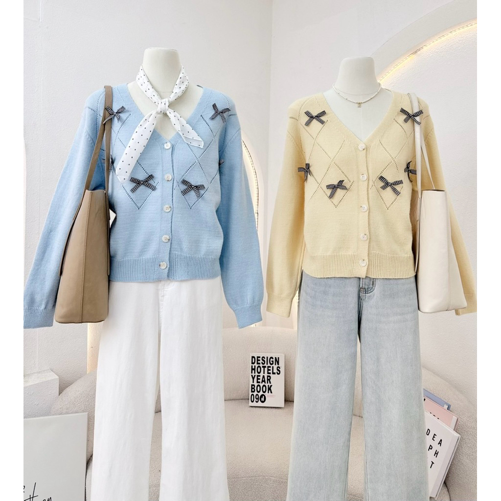 WA YA เสื้อคาดิแกนไหมพรม กระดุมหน้า (2) - รูปที่ 7