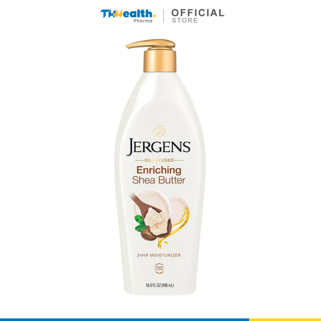 JERGENS Oil-Infused Enriching Shea Butter 24-Hour Moisturizer 496ml. ออยล์-อินฟิวส์ เอ็นริชชิ่ง เชีย