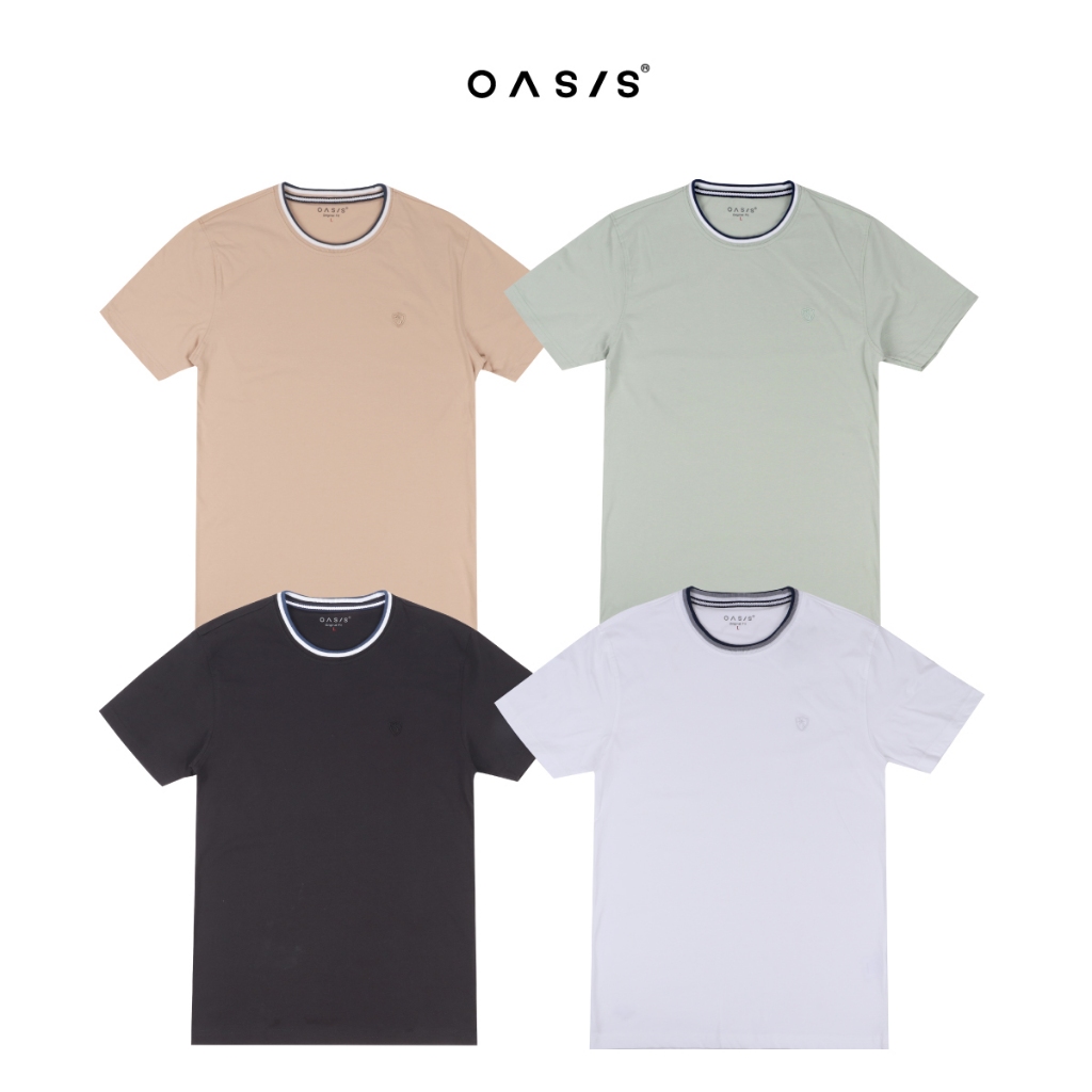 OASIS เสื้อยืดผู้ชาย เสื้อยืด คอกลม ผ้าคอนตอน100% สีเรียบ รุ่น MTC-1953 มีให้เลือก 4 สี