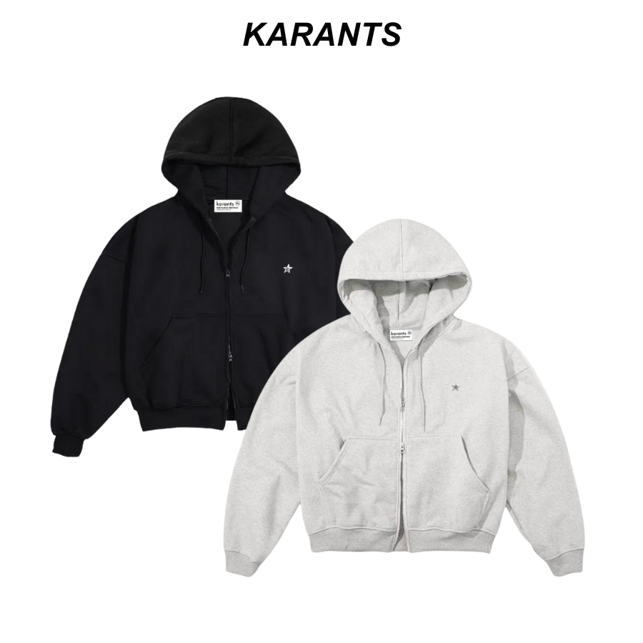 (สินค้าใหม่) Karants เสื้อฮู้ดดี้โลโก้โลหะ ทรง Cropped Boxy  - AK77 พรีเมียม ผ้าฝ้ายนุ่มฟูคุณภาพสูง Unisex Menswear