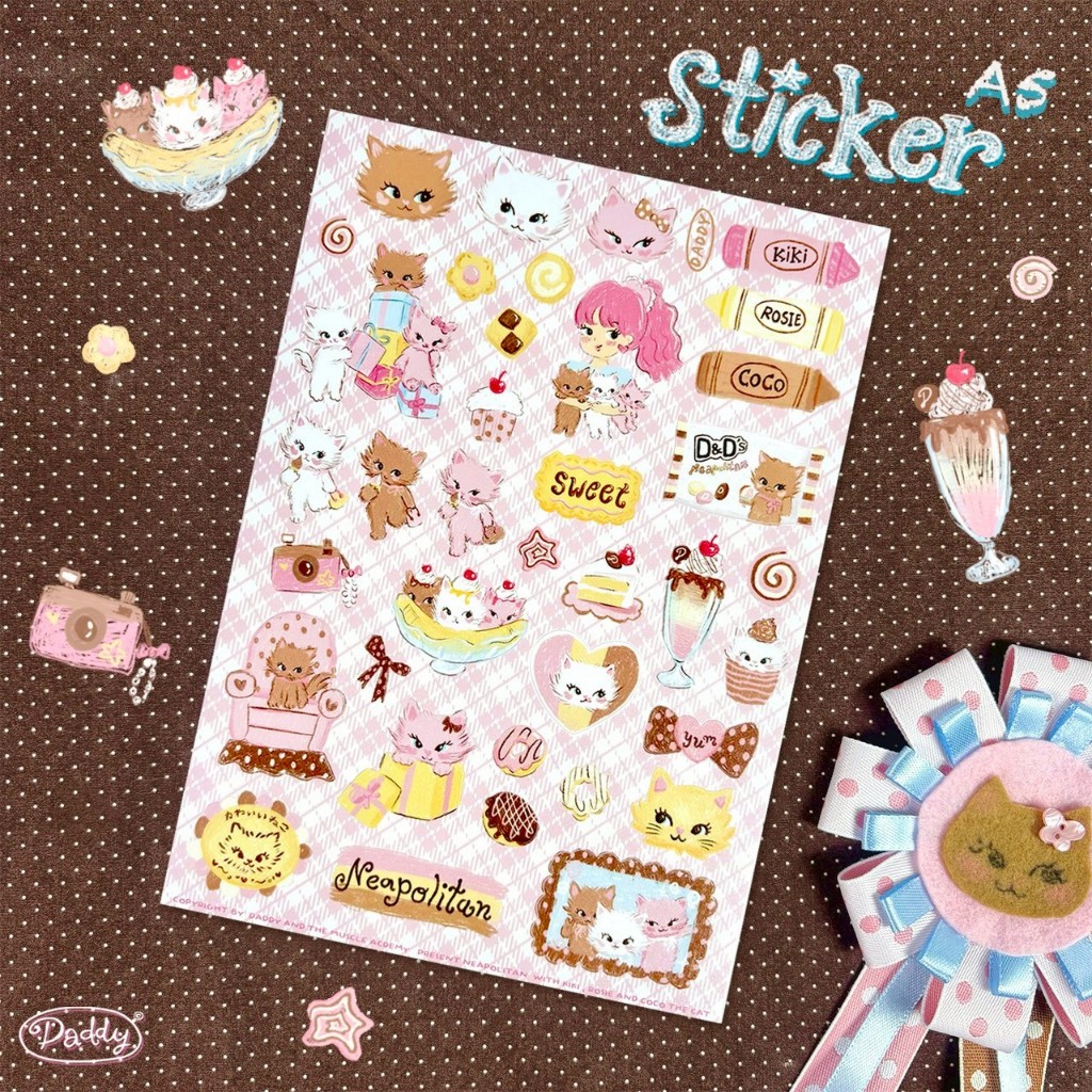 DADDY | Purrkats Friends Sticker สติ๊กเกอร์ ลายน้อง Rosie Coco Kiki  สุดน่ารัก