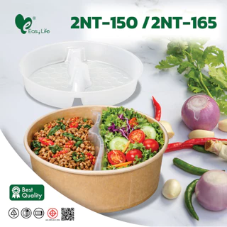 Easylife ถาดแบ่งอาหารพลาสติก สำหรับชามกระดาษ 2 ชั้น PP Foodgrade 50 ใบ