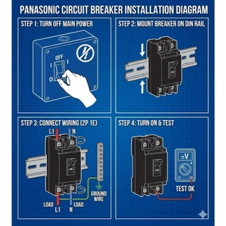 [ของแท้ 100%] Panasonic เบรกเกอร์พานาโซนิค 10A 15A 20A 30A 40A รุ่น HB 2P 1E 240V AC