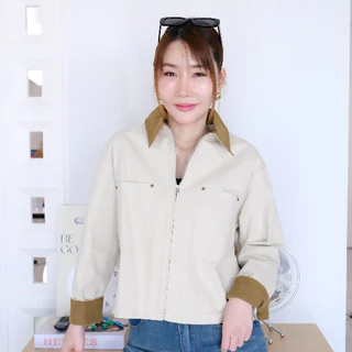 Lawyer Store [736215-737215] เสื้อแจ็กเก็ตงานซิป ผ้ายีนส์ ปกทูโทน ใส่เท่ห์ แมทช์ได้หลากสไตล์ เหมาะกับหลายโอกาส