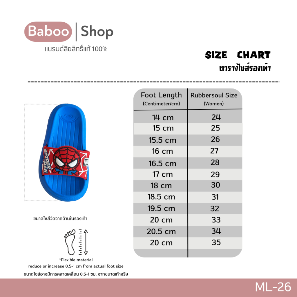 รองเท้าแตะเด็กผู้ชาย spiderman ลิขสิทธิ์แท้ รูปที่ 5