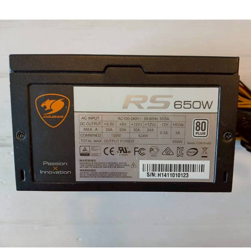 POWER SUPPLY(อุปกรณ์จ่ายไฟ) COUGAR RS 650W (80+)