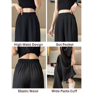 4 สี สไตล์เกาหลีHigh waist Wide leg women suit pants เคาน์เตอร์กาง casual เคาน์เตอร์กางเกงขายาว หลวมBABAOTU