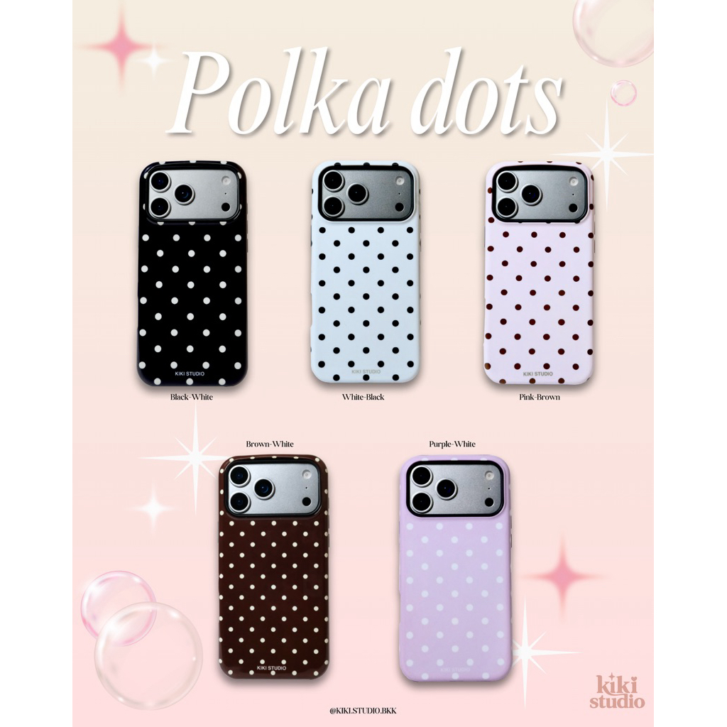 KIKI Polkadots 🫧✨| เคสลายจุด เคสสองชั้น กันกระแทก มีแม่เหล็กแรงดูดสูง คลุมรอบเครื่อง ไม่ดูดสีนะคะ (เติมของ 28/5)