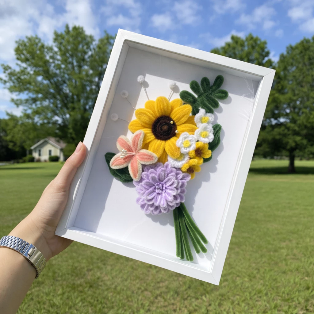 กรอบรูปดอกไม้ลวดกำมะหยี่แฮนด์เมด thumbnail 6
