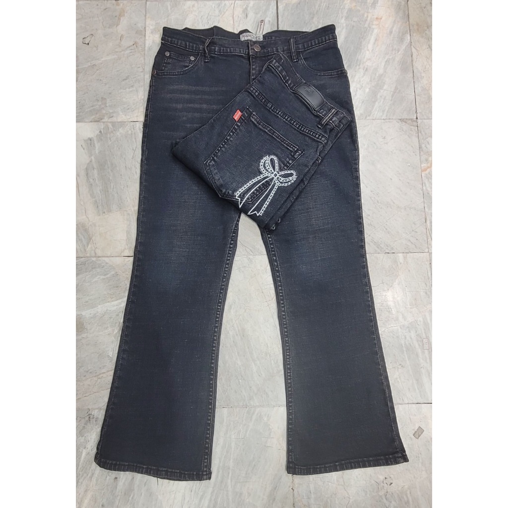 M 234 ขาม้าสีสนิม ยีนส์ยืด ปักโบว์ด้านหลัง ไชส์ 34 - 44 นิ้ว ยาว ประมาณ 37 - 38 นิ้ว