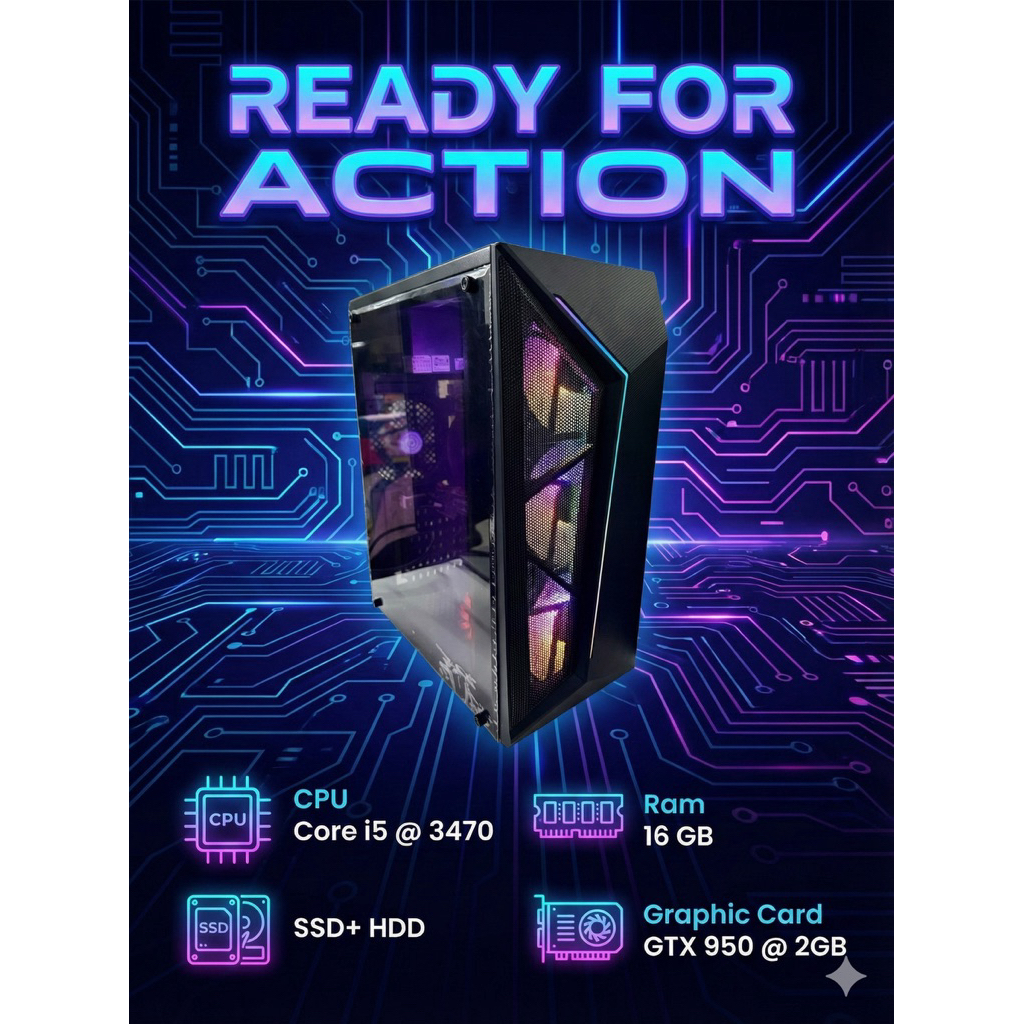 คอมพิวเตอร์สำหรับเล่นเกม # Core i5# Ram 16GB # การ์ดจอ GTX 950# SSD+HDD# GTA V# Valorant# Online wor