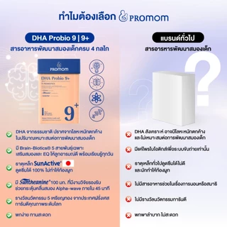 【3 กล่องฟรี 1 กล่อง】Promom DHA Probio 9+ (รูปแบบเจลลี่ สำหรับเด็ก 3 ปี+ รสส้มยูซุ) พัฒนาสมอง เพิ่มสมาธิและความจำ