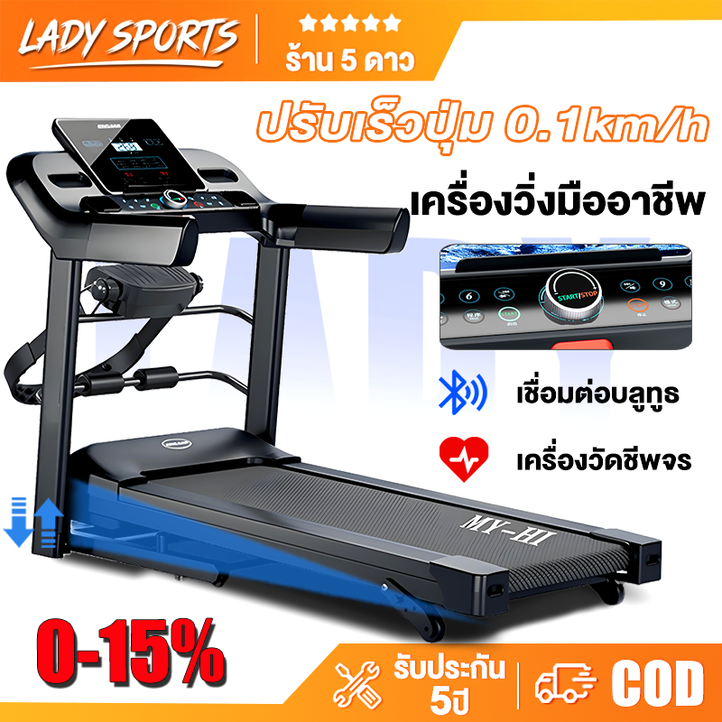 ลูวิ่งไฟฟ้า JC700 ลู่วิ่ง  treadmill 4.0 แรงม้า ลู่วิ่งพับได้ ปรับระดับความเร็ว 12 ระดับ ปรับความชัน