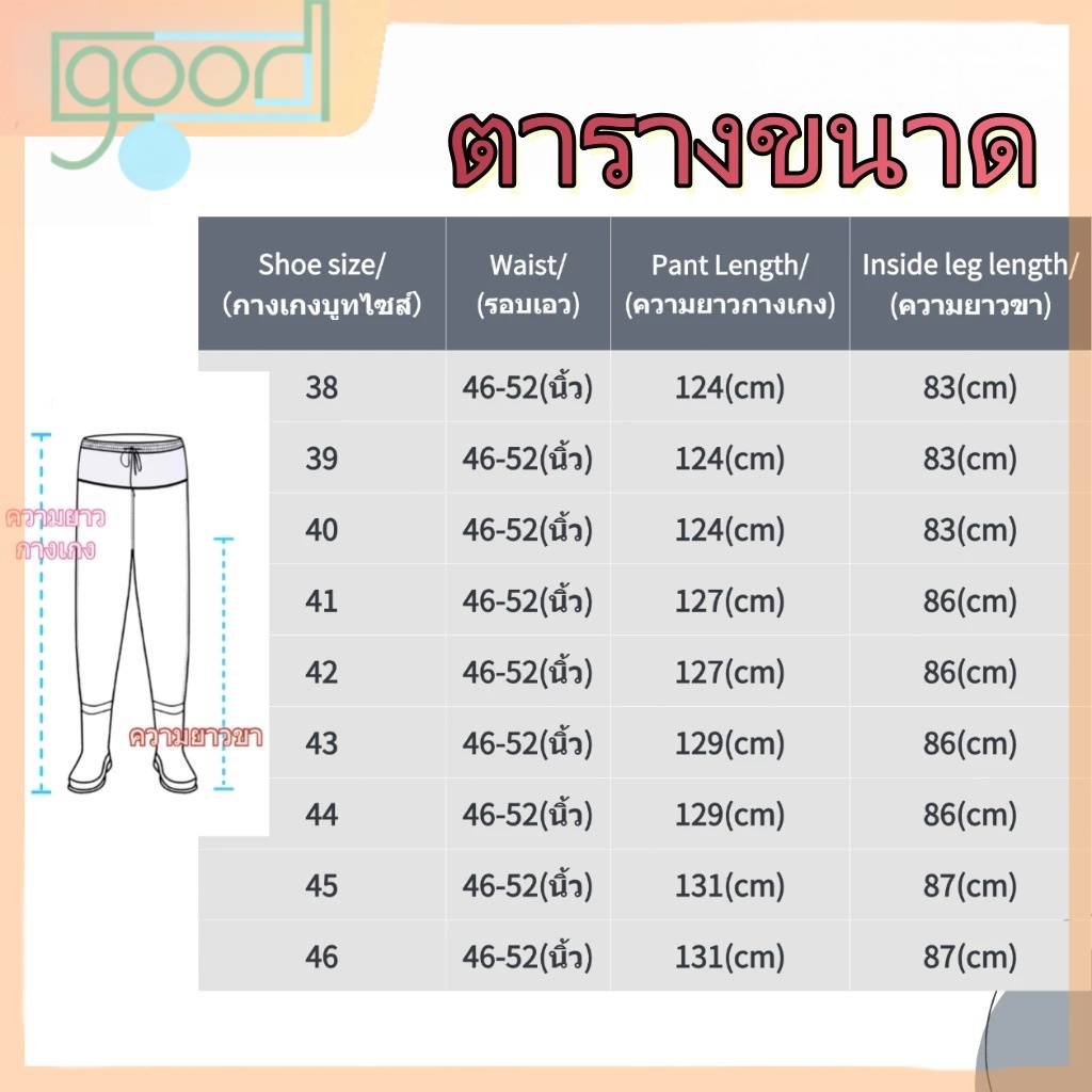รองเท้าบูทกันน้ำ กางเกงบูทกันน้ำ PVC อย่างดี ประมาณ 124 เซนติเมตร กางเกงทำสวน ป้องกันน้ำ น้ำท่วม ทำสวน โคลนไม่ดูด - รูปที่ 7