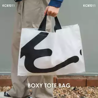 KIM&CO. ORIGINAL - Boxy Tote – “Logo Type Series” (KCBT011) กระเป๋าKC shopping bag สีขาว