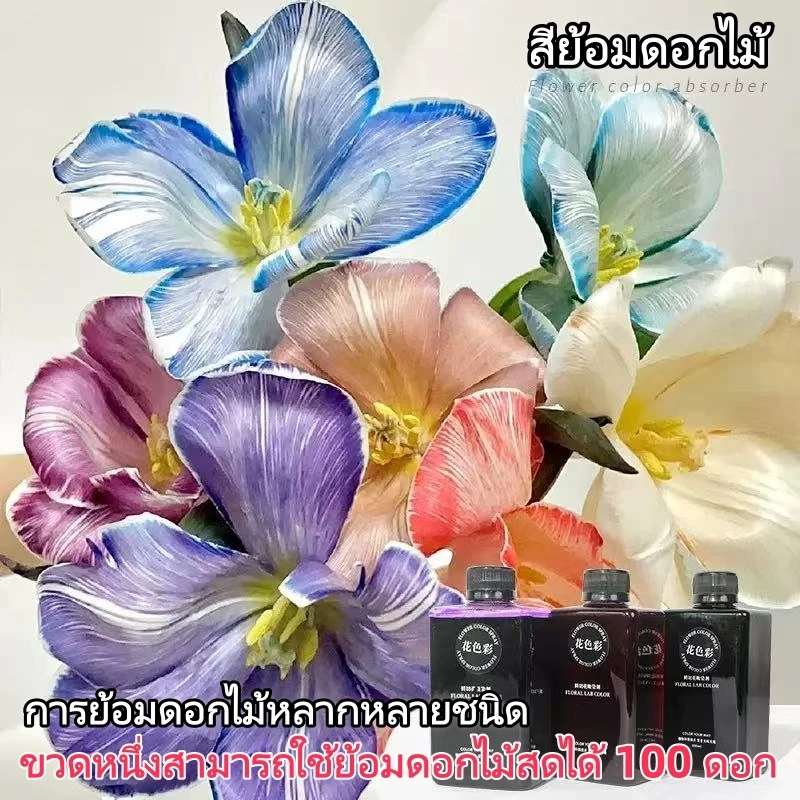 DLY สีย้อมดอกไม้, สารดูดซับสี, สีย้อมดอกไม้, เป็นมิตรต่อสิ่งแวดล้อมสำหรับร้านดอกไม้, ไม่ทำลายความสดของดอกไม้ 300 ml.
