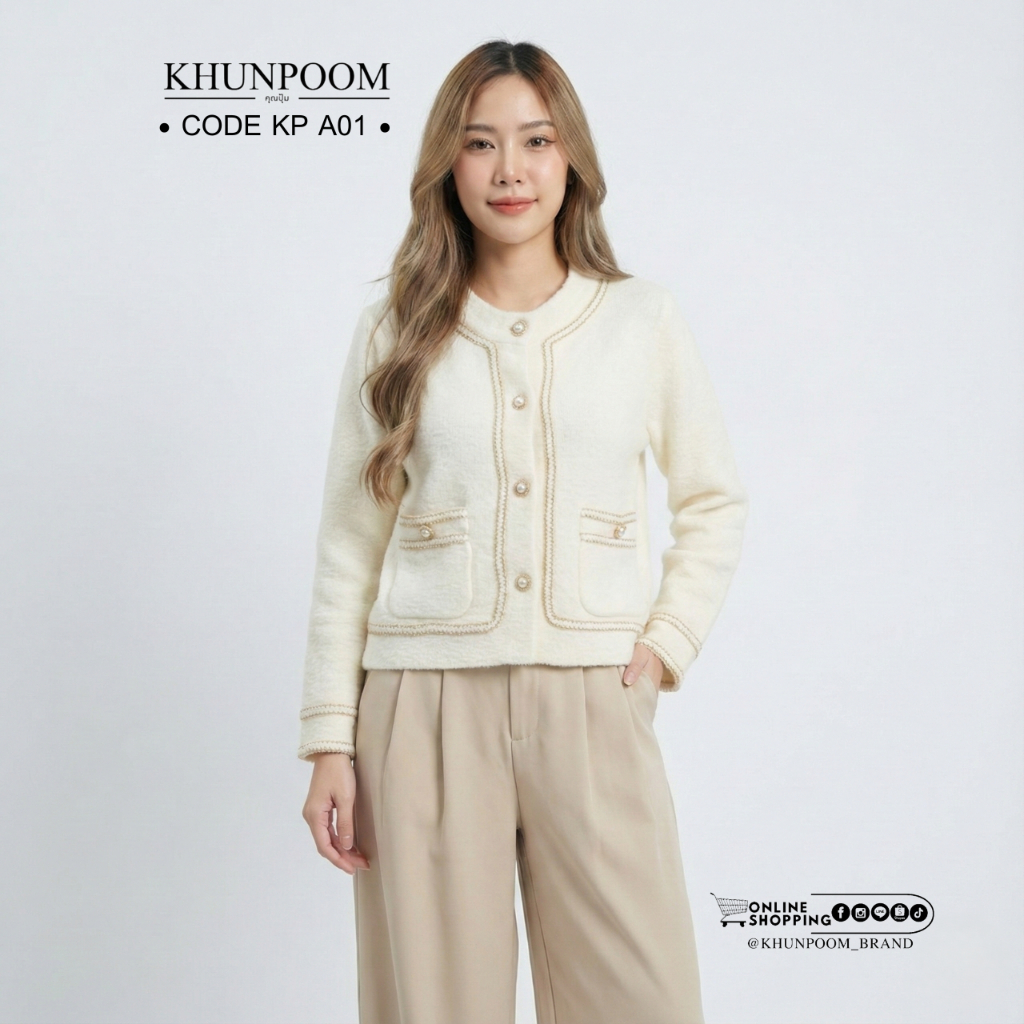 KP A01 ความนุ่มที่ต้องสัมผัส! ☁️ คาดิแกนเนื้อนุ่มฟูรุ่นใหม่ล่าสุด ดีไซน์คลาสสิกที่สาวๆ ต้องมีติดตู้ ผ้าใส่สบาย ไม่คัน