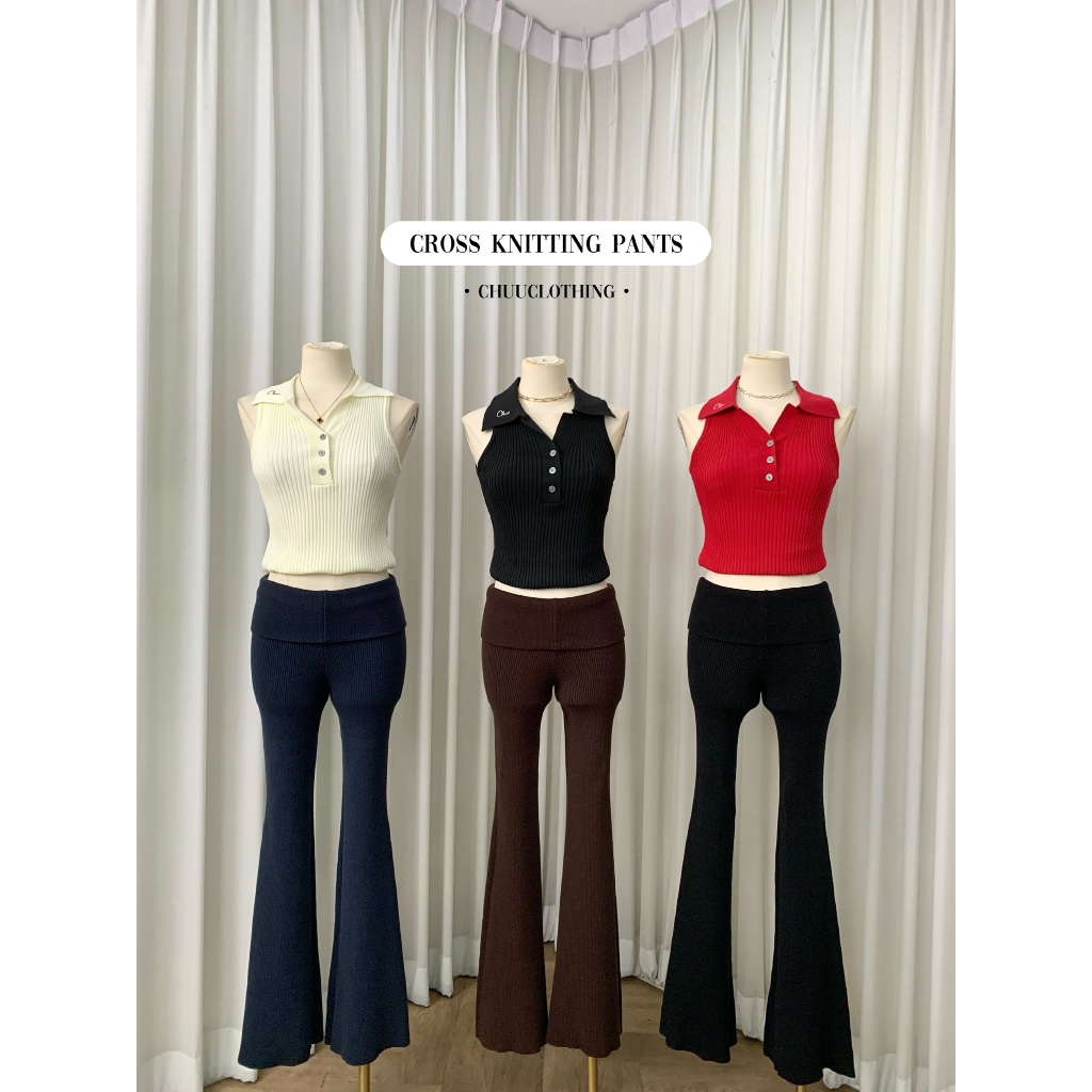 Chuuclothing Cross Knitting pants[พร้อมส่ง]เก็บโค้ดหน้ากิจกรรม