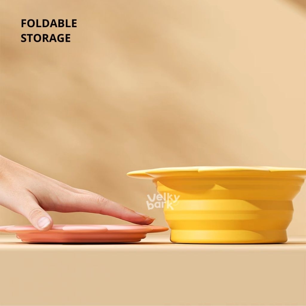 VELKYBARK [พร้อมส่ง] ชามซิลิโคนสุนัข ชามอาหารสุนัขพกพา ชามซิลิโคนพับได้ Silicone Pet Bowl Food Grade✅ รูปที่ 5