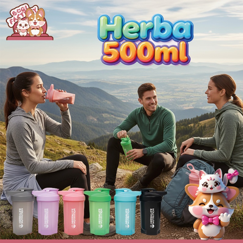 Boqi factory แก้วชงโปรตีน กระบอกเชค เขย่าเวย์  โกโก้ โอวันติน ฯลฯ Herba500ml