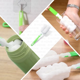 BEZ แปรงล้างขวด (สุ่มสี) ฟองน้ำ ด้ามจับยาว ล้าง แก้ว ขวดน้ำ ขวดนม ด้ามจับถนัดมือ