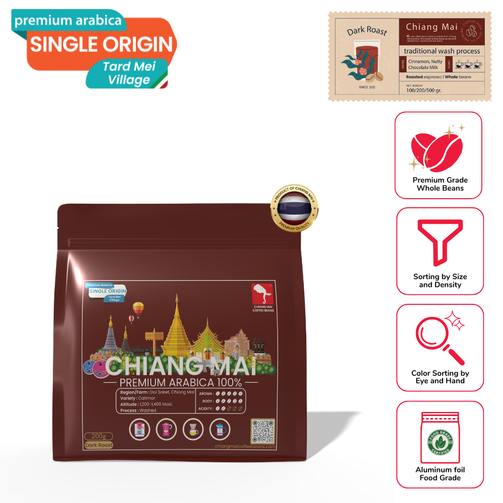 Chiang Mai Coffee Beans : Tard Mei Village : Dark Roast (เชียงใหม่ คอฟฟี่ บีนส์ : ตาดเหมย : คั่วเข้ม