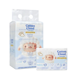 【1 แถม 1 แบบห่อ】Little Sheep ทิชชู่เช็ดหน้า รุ่น Cotton Cloud หนา 3 ชั้น นุ่มพิเศษ 40/100 แผ่น