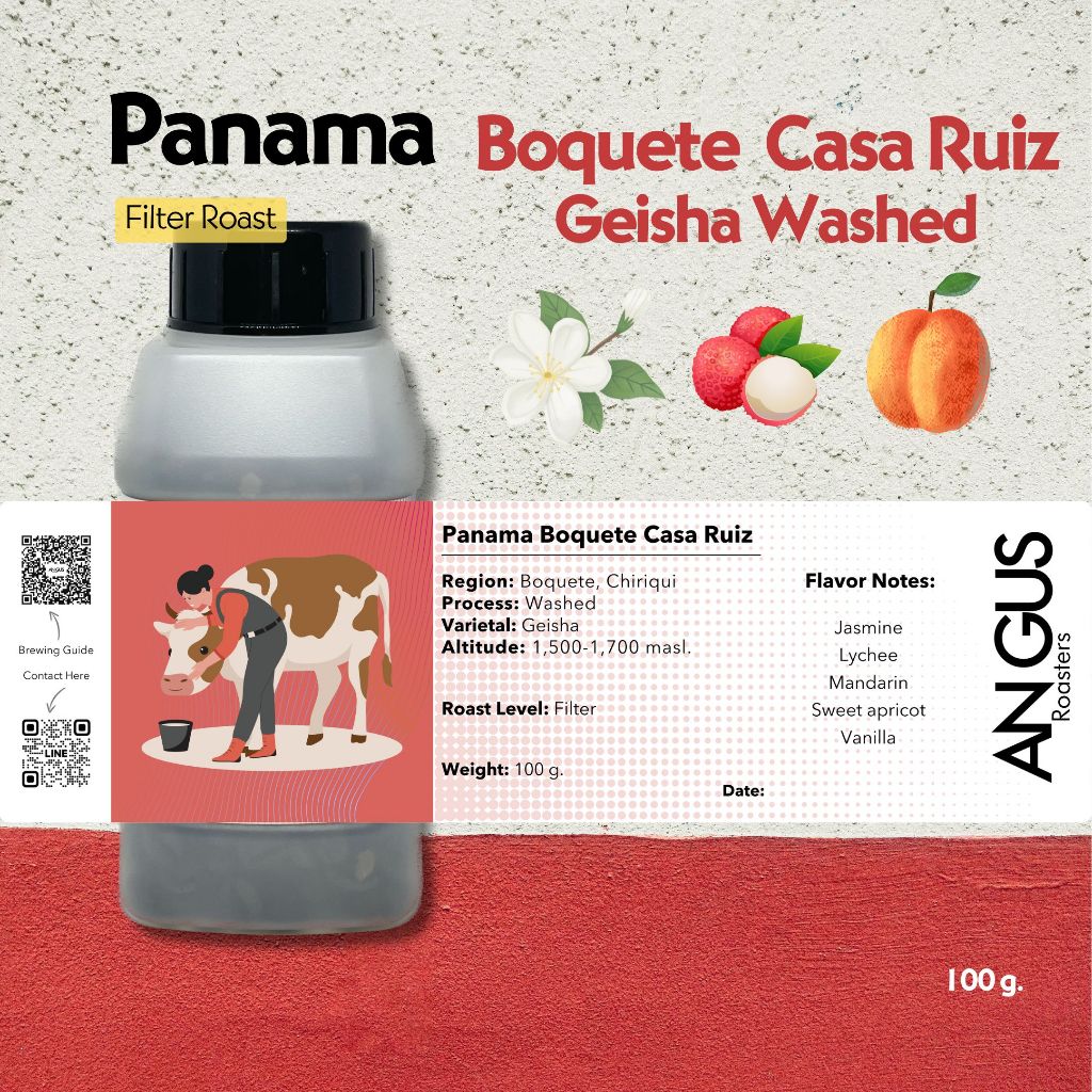 Angus Coffee Roasters เมล็ดกาแฟคั่วอ่อน Filter -Panama Boquete Casa Ruiz