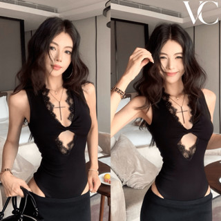 จั๊มสูทผู้หญิงแขนกุด ดีไซน์ลูกไม้ ผ้าระบายอากาศดี ใส่สบายตลอ…